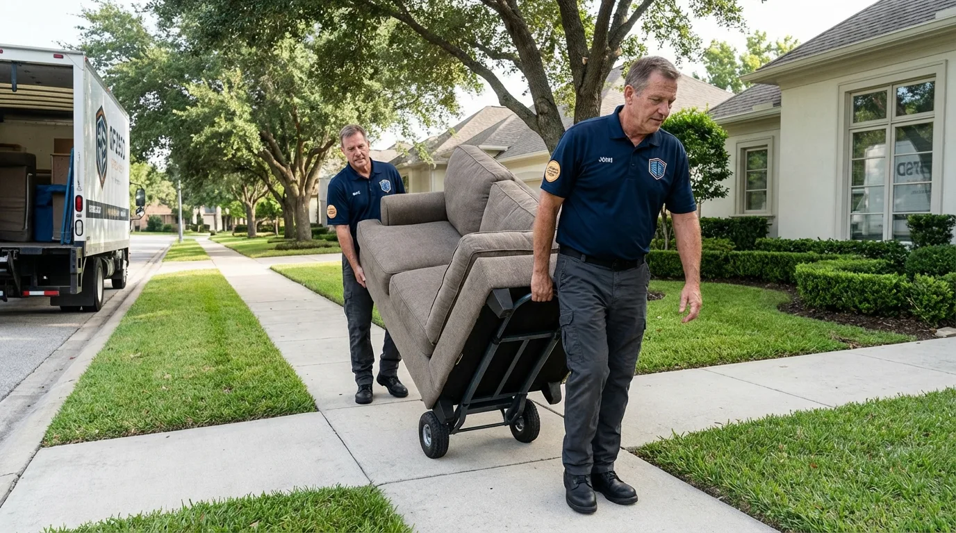 Local residential moving crew loading furniture in Grinnell, IA